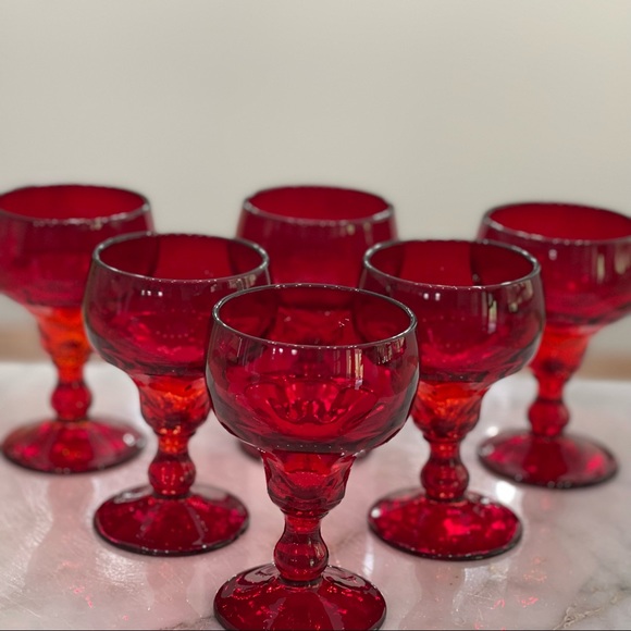 ♦️7 Fenton Georgian Ruby Agua Caliente Champagne / Sherbet Glass♦️ - Picture 14 of 16